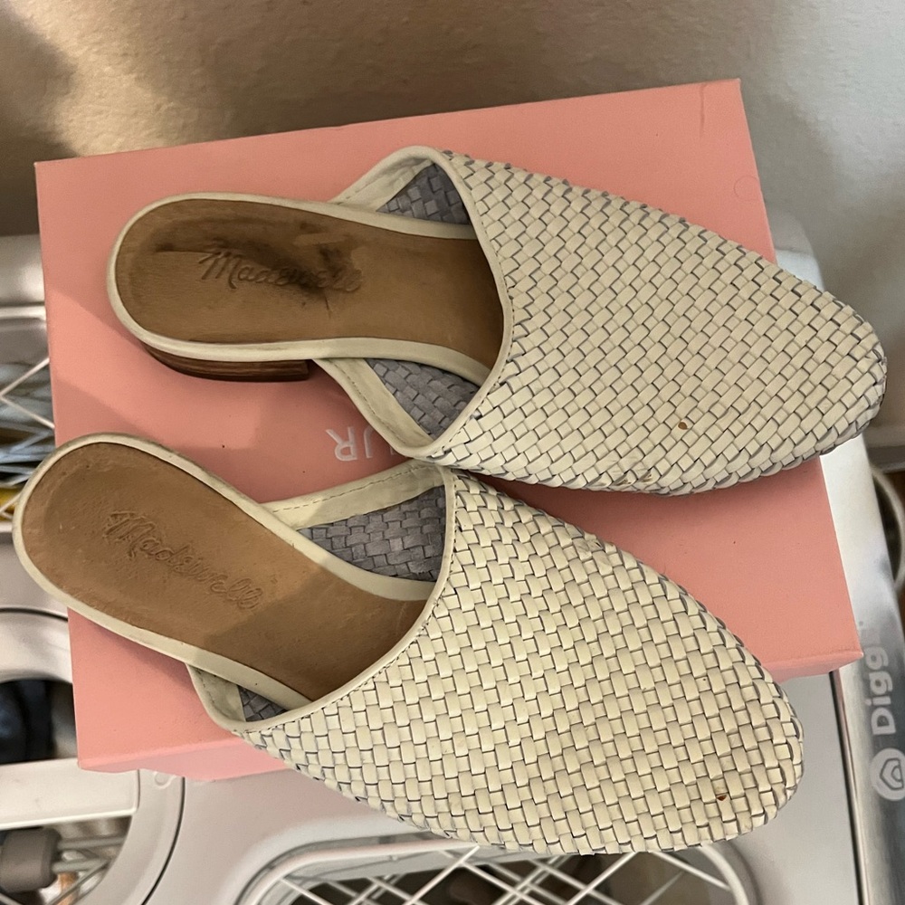 Madewell cream Basketweave Slides